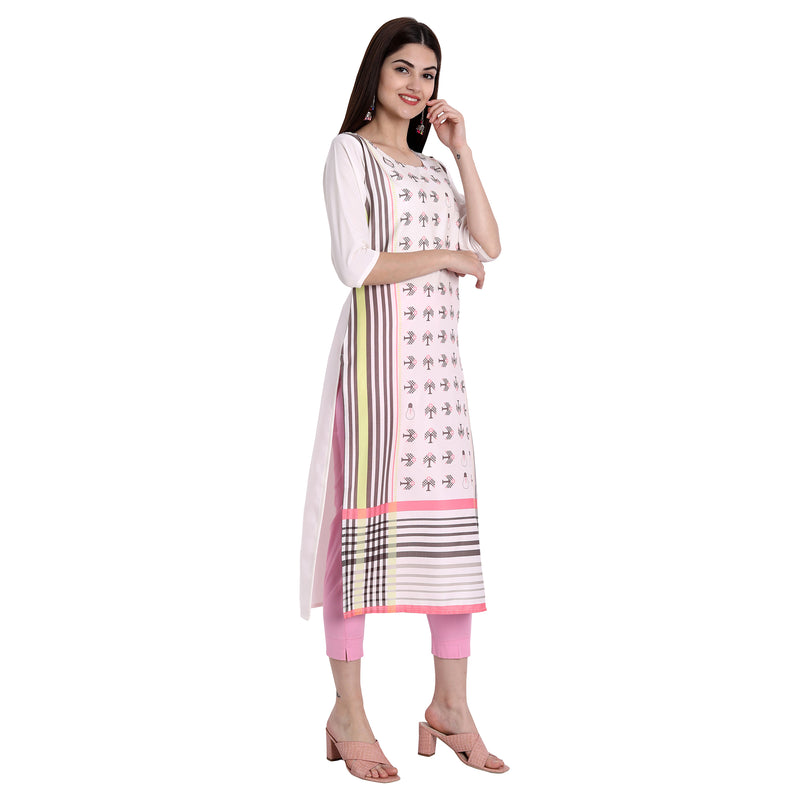 Ethnic Basket Crape Multicolor Knee Length Pack of 4 Kurtas 298-166-302-167