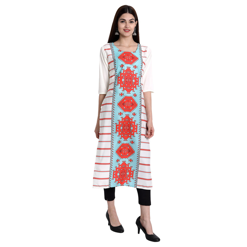 Ethnic Basket Crape Multicolor Knee Length Pack of 4 Kurtas 300-115-244-245