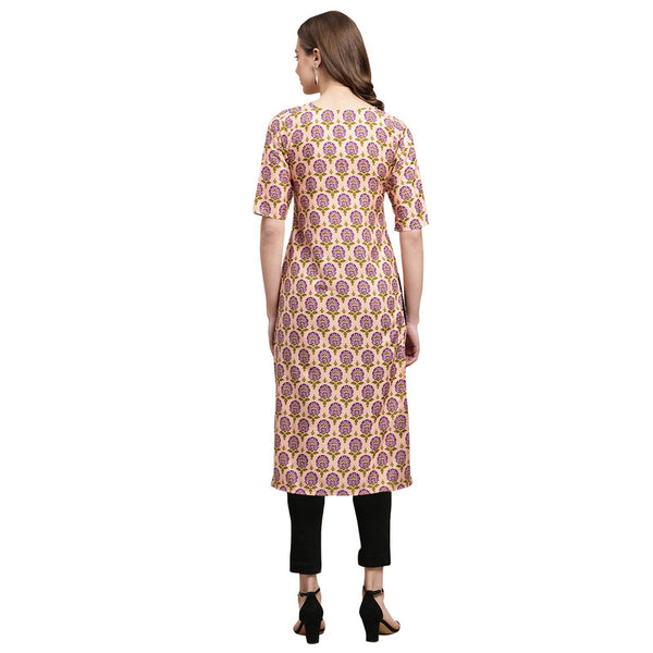 Crepe Beige Colour Digital Printed Straight Kurti Only 530332
