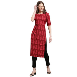 Crepe Maroon Colour Digital Printed Straight Kurti Only 530337