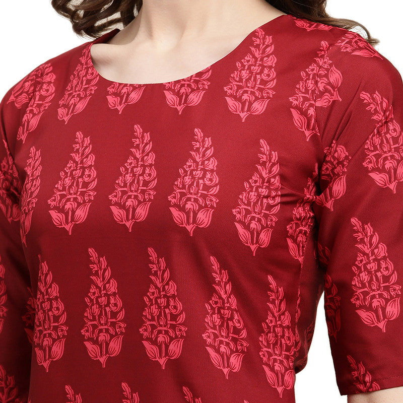 Crepe Maroon Colour Digital Printed Straight Kurti Only 530337