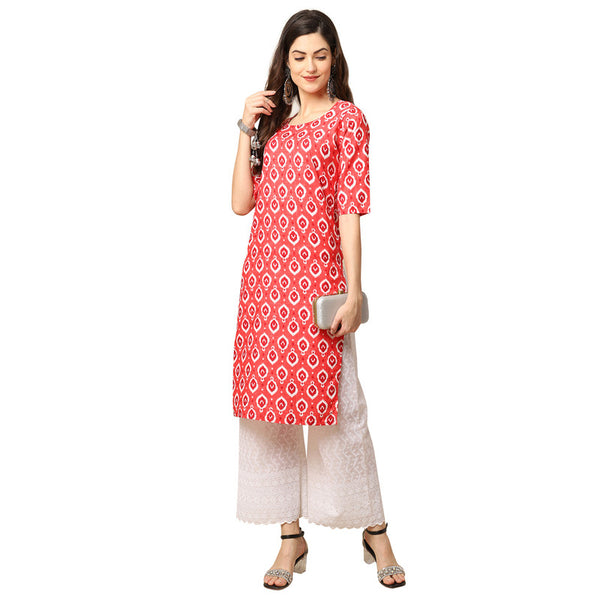Crepe Pink Colour Digital Printed Straight Kurti Only 530346