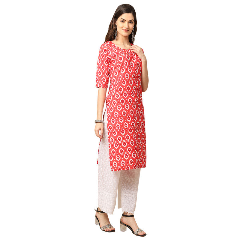 Crepe Pink Colour Digital Printed Straight Kurti Only 530346