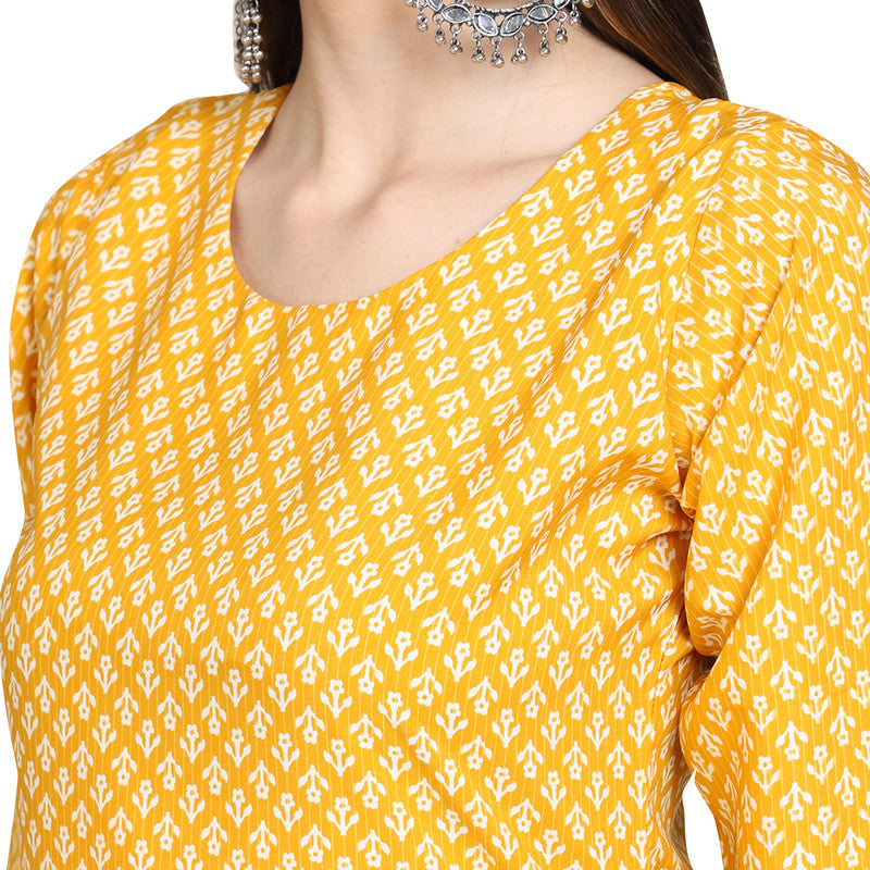 Crepe Yellow Colour Digital Printed Straight Kurti Only 530350