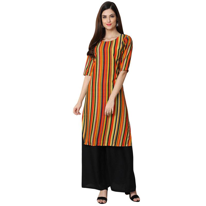 Crepe Multi Colour Digital Printed Straight Kurti Only 530356