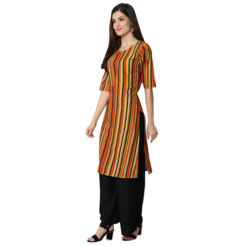 Crepe Multi Colour Digital Printed Straight Kurti Only 530356