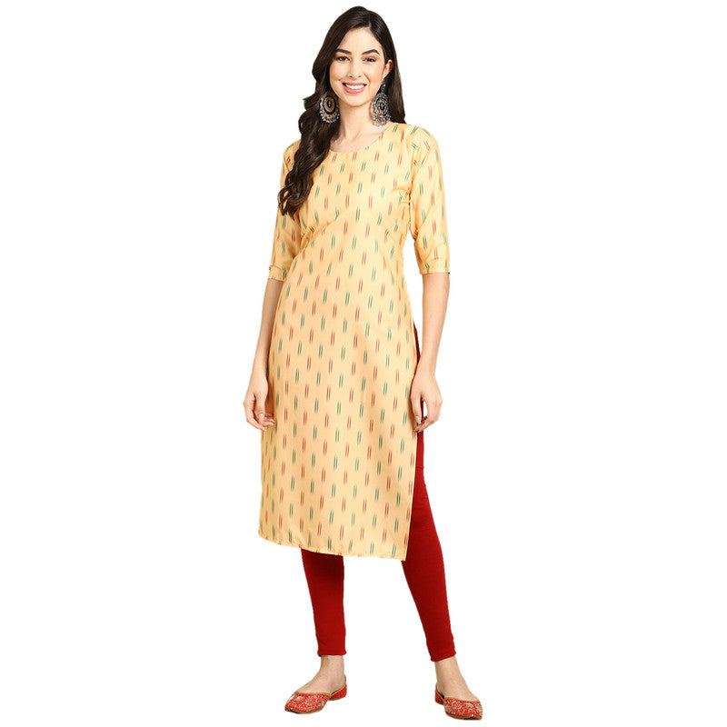 Crepe Yellow Colour Digital Printed Straight Kurti Only 530360