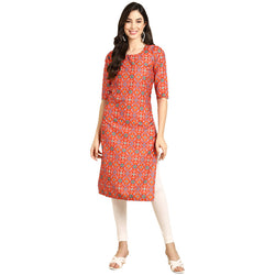 Crepe Red Colour Digital Printed Straight Kurti Only 530365