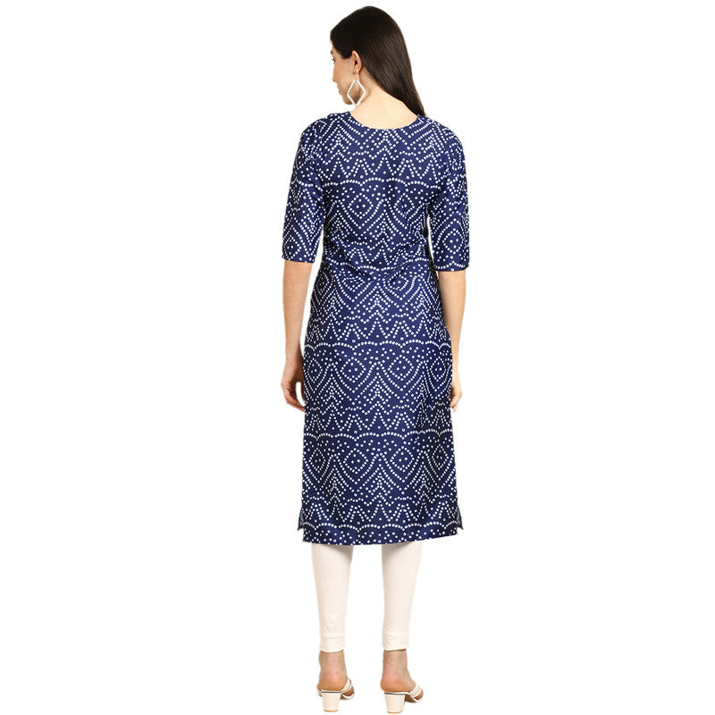 Crepe Blue Colour Digital Printed Straight Kurti Only 530366