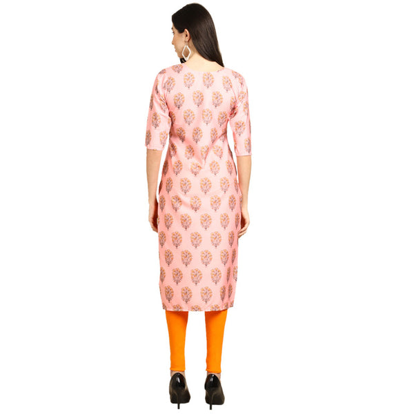 Crepe Pink Colour Digital Printed Straight Kurti Only 530368