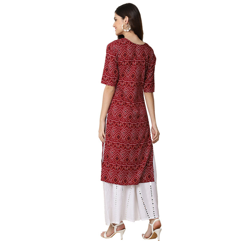 Crepe Maroon Colour Digital Printed Straight Kurti Only 530374