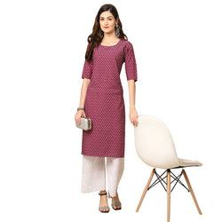 Crepe Maroon Colour Digital Printed Straight Kurti Only 530376