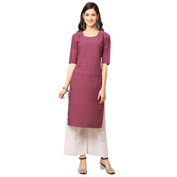 Crepe Maroon Colour Digital Printed Straight Kurti Only 530376