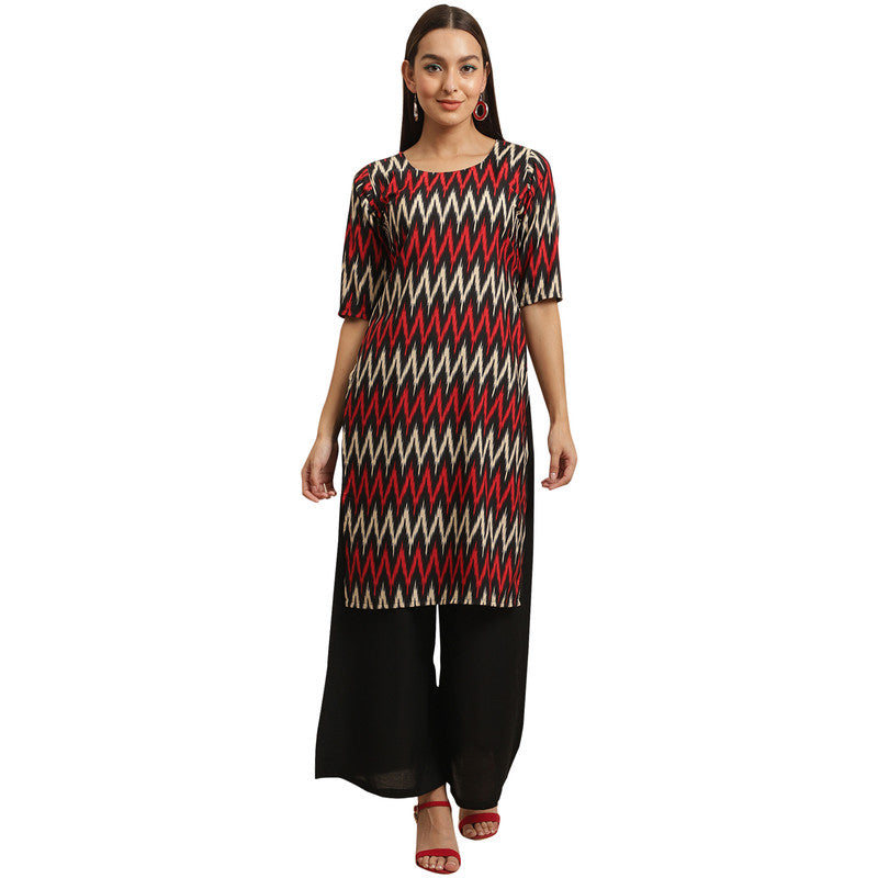 Crepe Red Colour Digital Printed Straight Kurti Only 530382