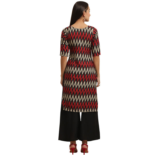 Crepe Red Colour Digital Printed Straight Kurti Only 530382