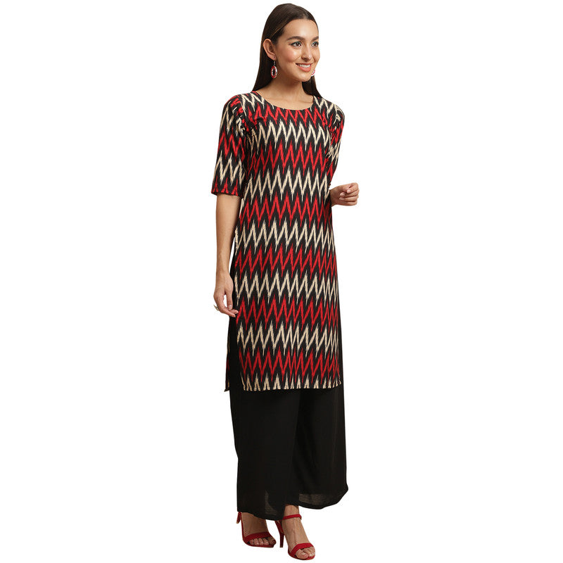 Crepe Red Colour Digital Printed Straight Kurti Only 530382