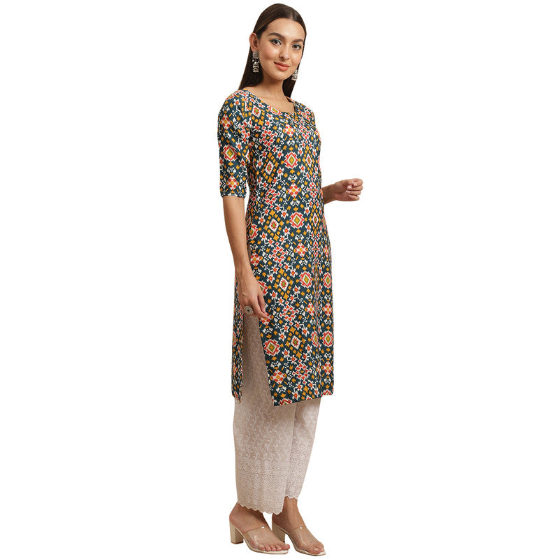 Crepe Multi Colour Digital Printed Straight Kurti Only 530383