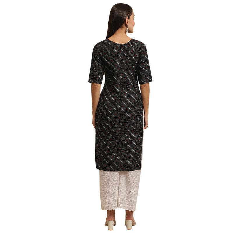 Crepe Black Colour Digital Printed Straight Kurti Only 530385