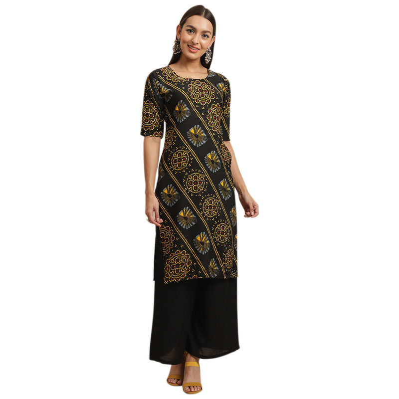 Crepe Black Colour Digital Printed Straight Kurti Only 530390