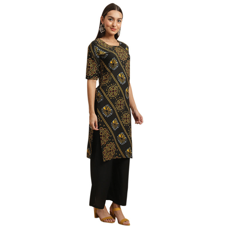 Crepe Black Colour Digital Printed Straight Kurti Only 530390