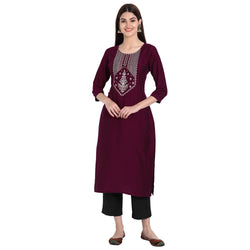 Women Blend Silk Magenta Color Fancy Emboidered Kurta A510