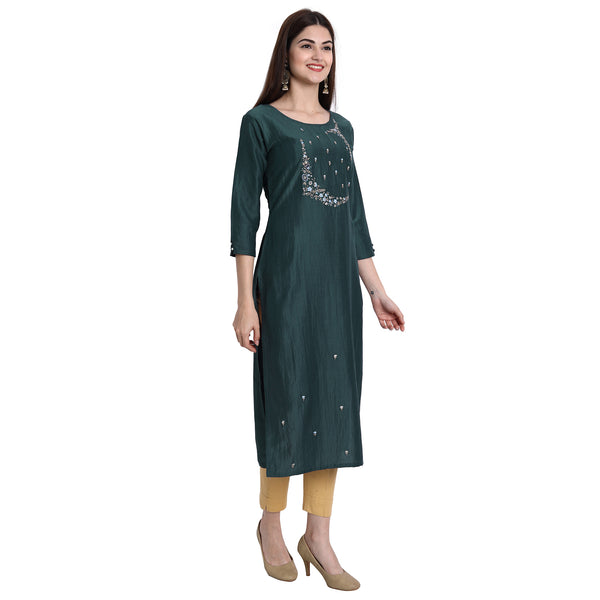 Women Chinon Blue Color Fancy Emboidered Kurta A530