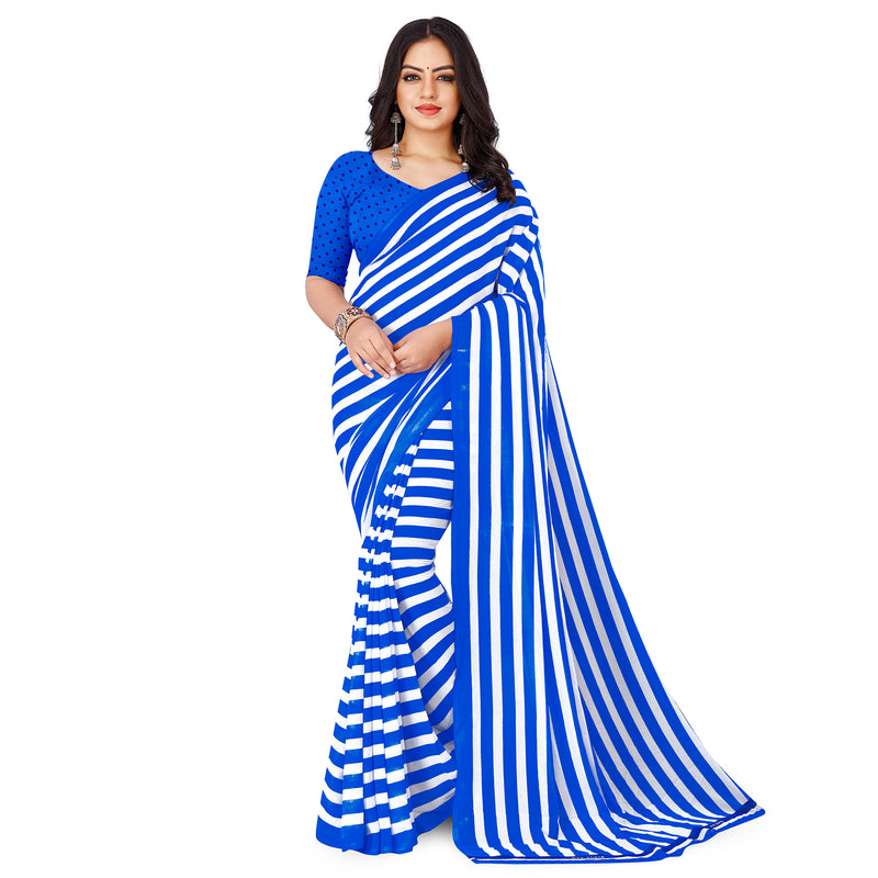 Ethnic Basket Women's Georgette Blue Color Printed Leheriya Saree With Blouse Piece-AP-938