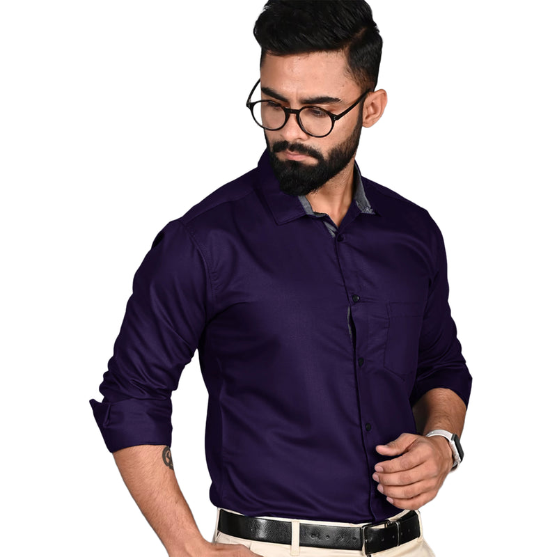 Tee Projekt Men Purple Colour Solid Shirt