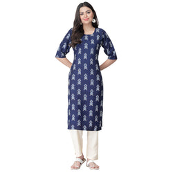 Women's Blue Colour Crepe Material Printed kurta with pant U2002