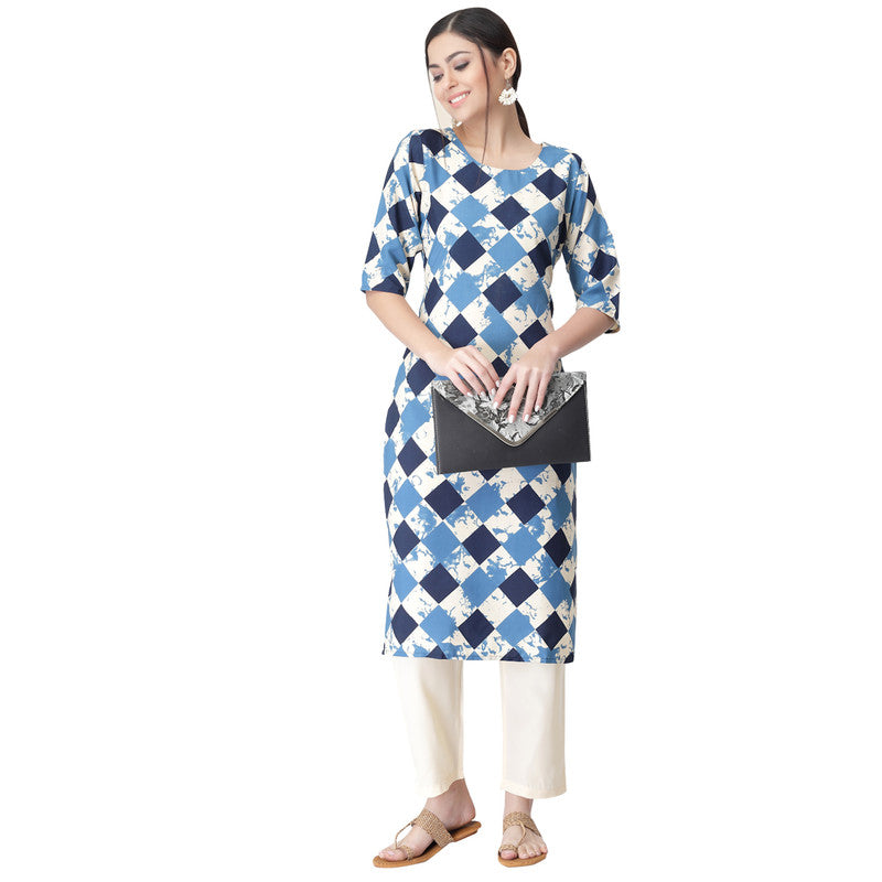 Women's Multi Colour Crepe Material Printed kurta with pant U2003