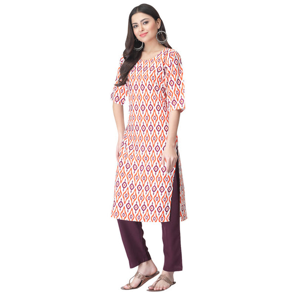 Women's Multi Colour Crepe Material Printed kurta with pant U2008