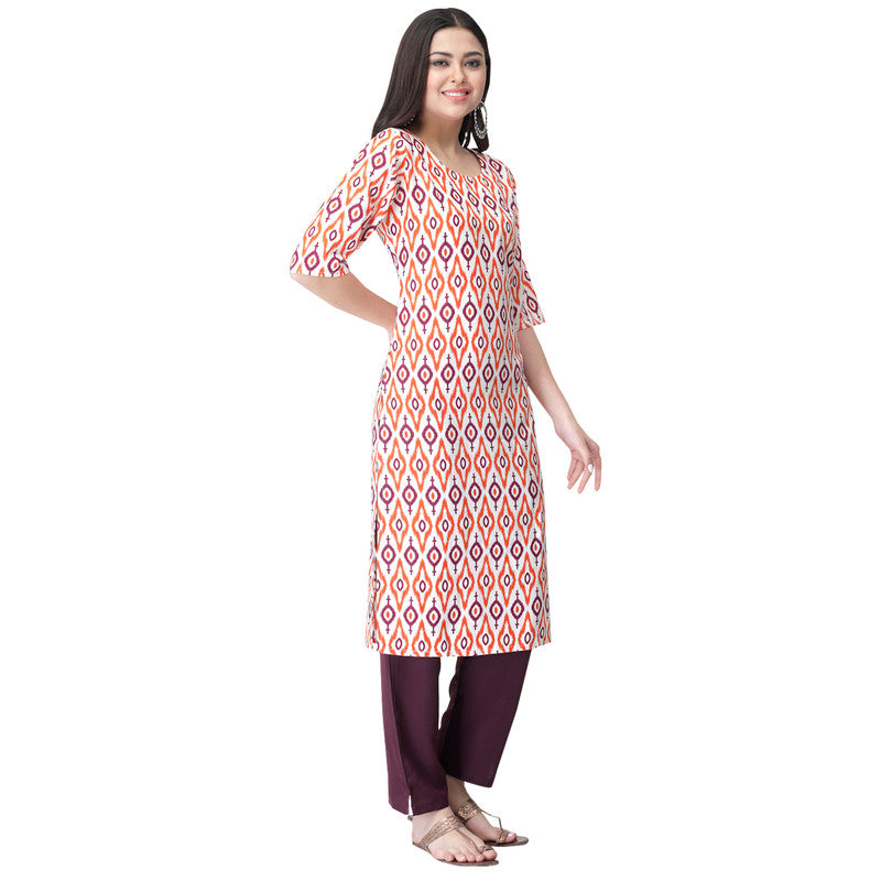 Women's Multi Colour Crepe Material Printed kurta with pant U2008