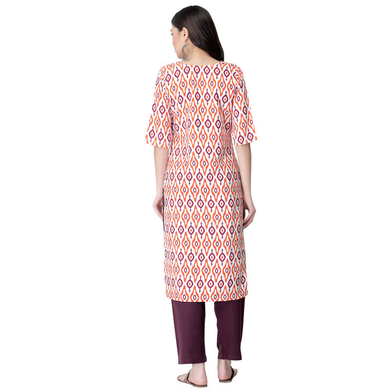 Women's Multi Colour Crepe Material Printed kurta with pant U2008