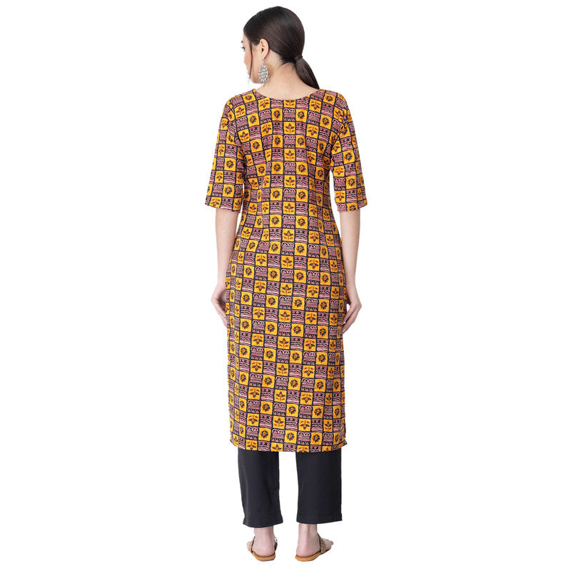 Women's Multi Colour Crepe Material Printed kurta with pant U2021