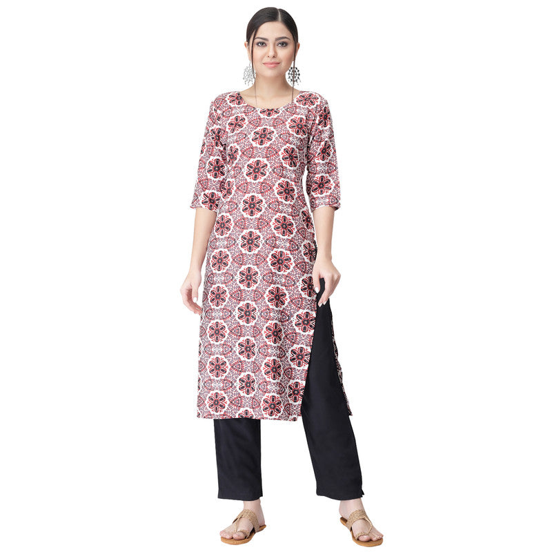 Women's Multi Colour Crepe Material Printed kurta with pant U2022