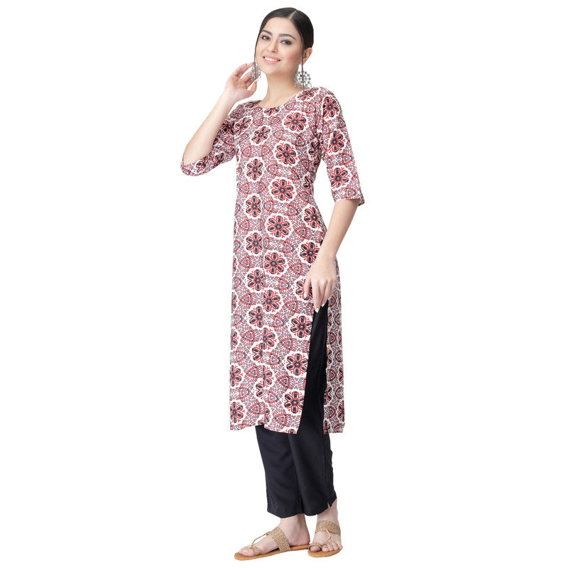 Women's Multi Colour Crepe Material Printed kurta with pant U2022