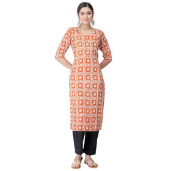 Women's Multi Colour Crepe Material Printed kurta with pant U2023