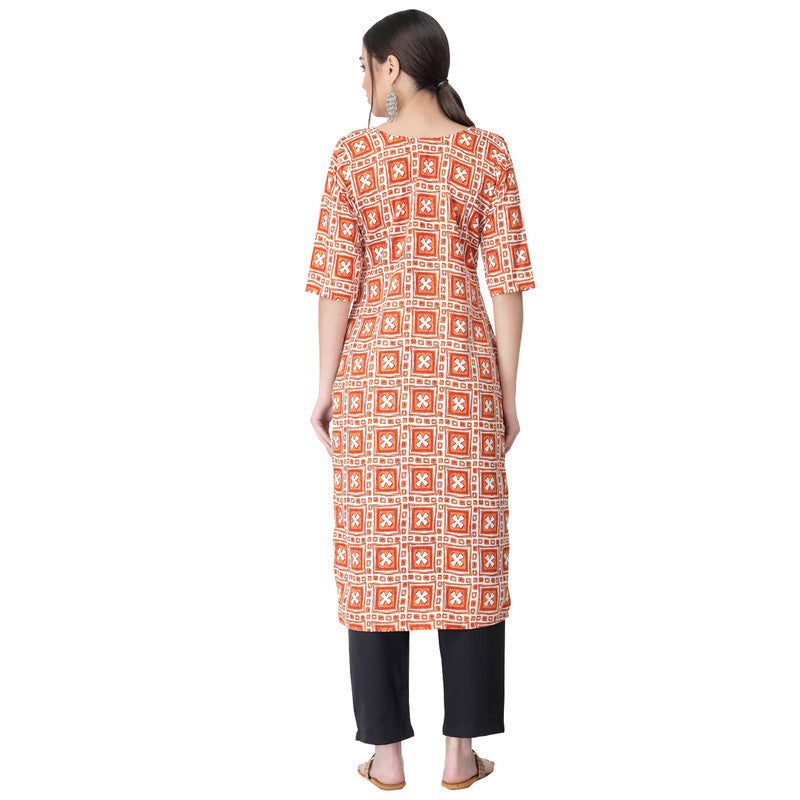 Women's Multi Colour Crepe Material Printed kurta with pant U2023